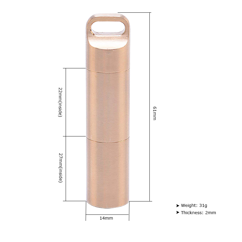 Không thấm nước Brass Kín Kín  - đánh giá và giá Pill Fob Capsule