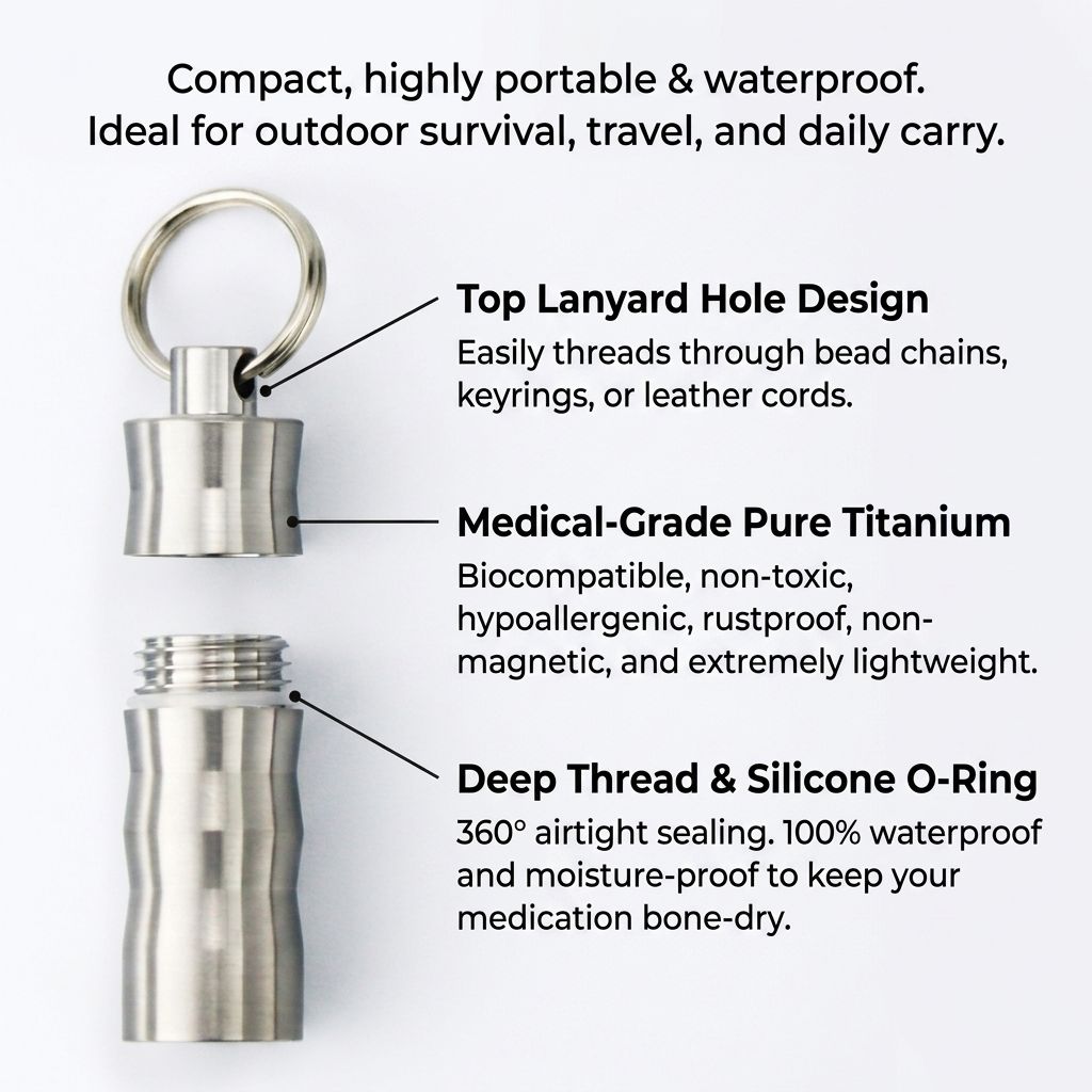 Tivosy Pure Titanium Pill Hold - đánh giá và giá Pill Fob Capsule