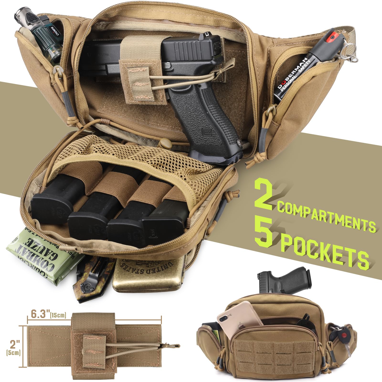Tactical Concealed Carry Fanny - đánh giá và giá Edc Concealed Carry Fanny Pack